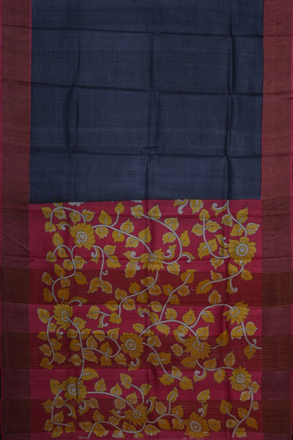 Image of Slate-Grey Desi Tussar Silk Saree