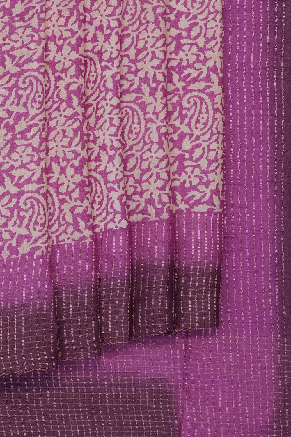 Image of Purple Desi Tussar Silk Saree