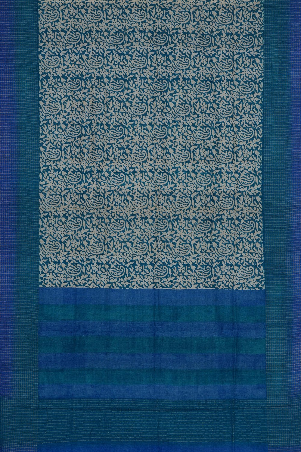 Image of Blue Desi Tussar Silk Saree