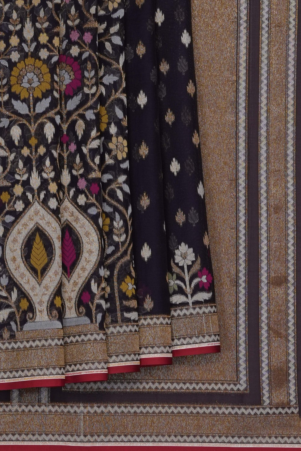 Image of Purple Banarasi Silk-Cotton Saree