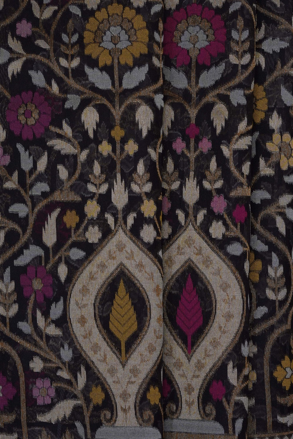 Image of Purple Banarasi Silk-Cotton Saree