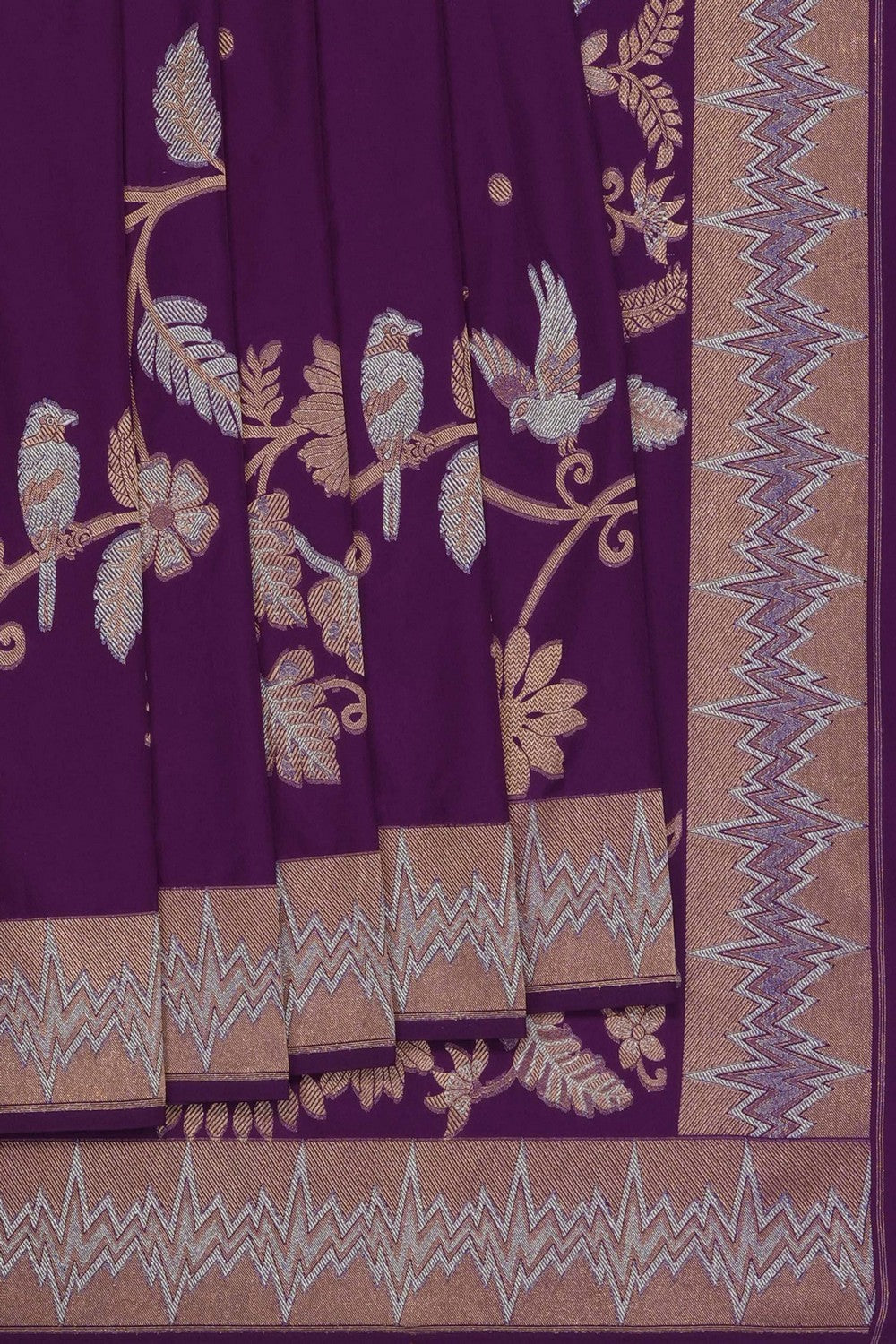 Image of Purple Banarasi Silk Saree