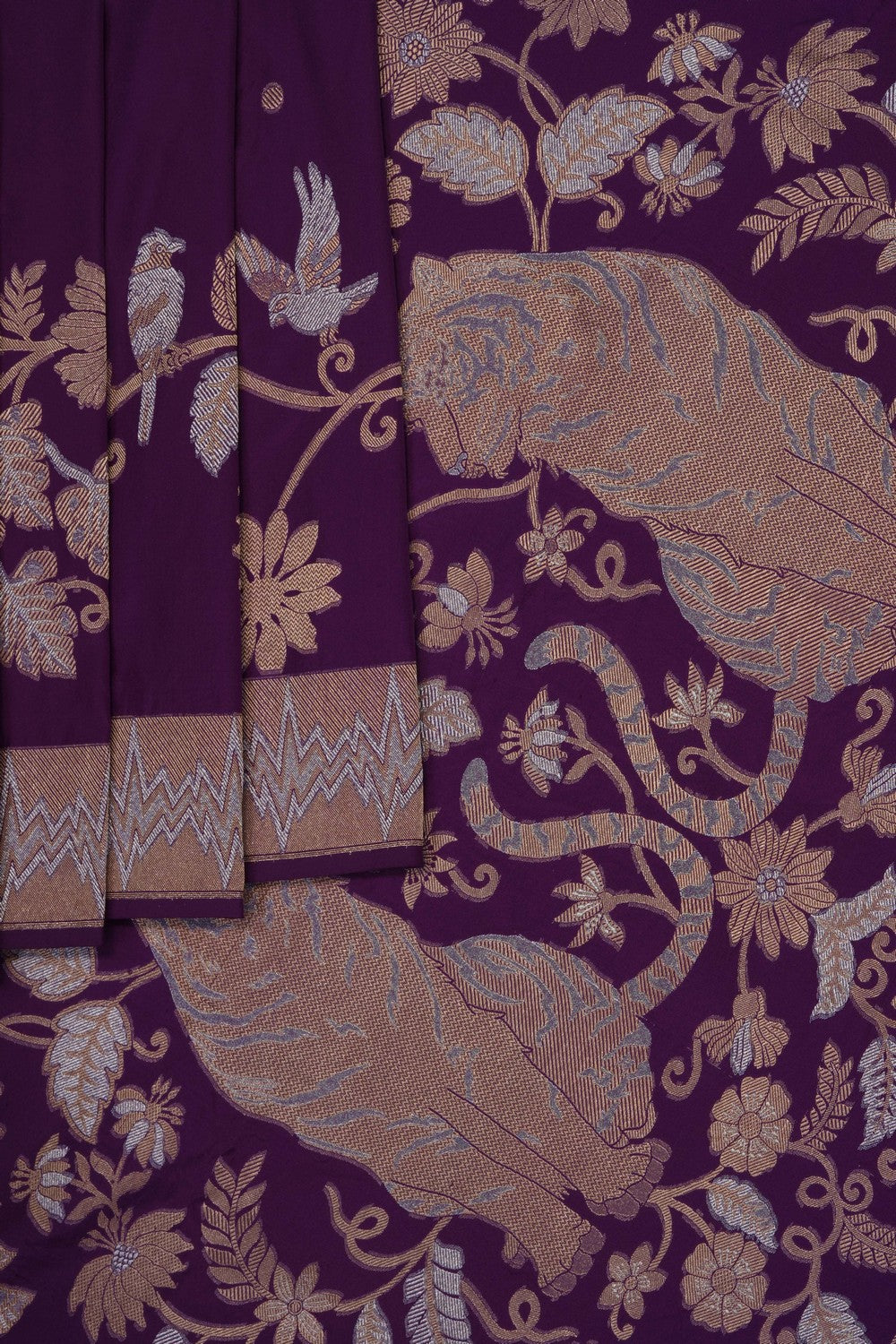 Image of Purple Banarasi Silk Saree