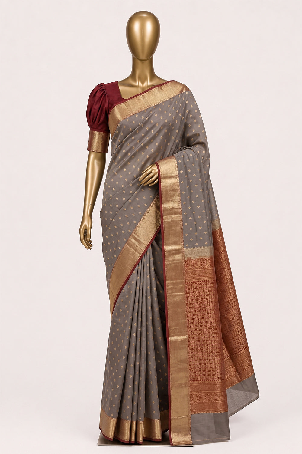 Image of Grey South Silk Saree