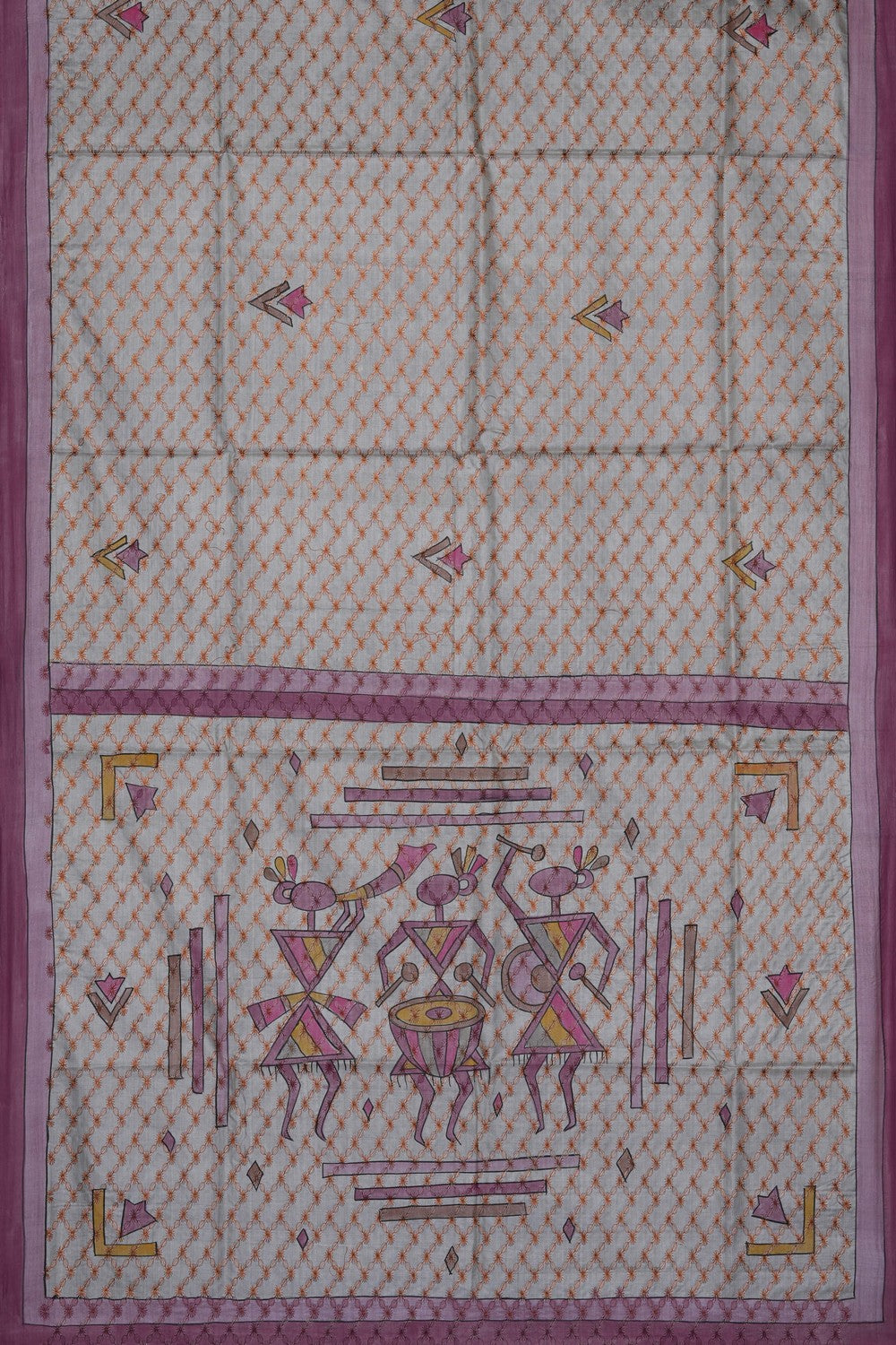 Image of Off-White Tussar Silk Saree
