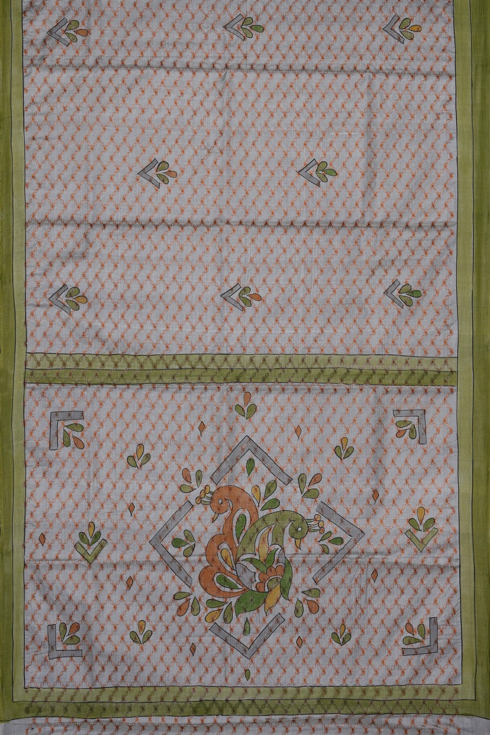 Image of Off-White Tussar Silk Saree