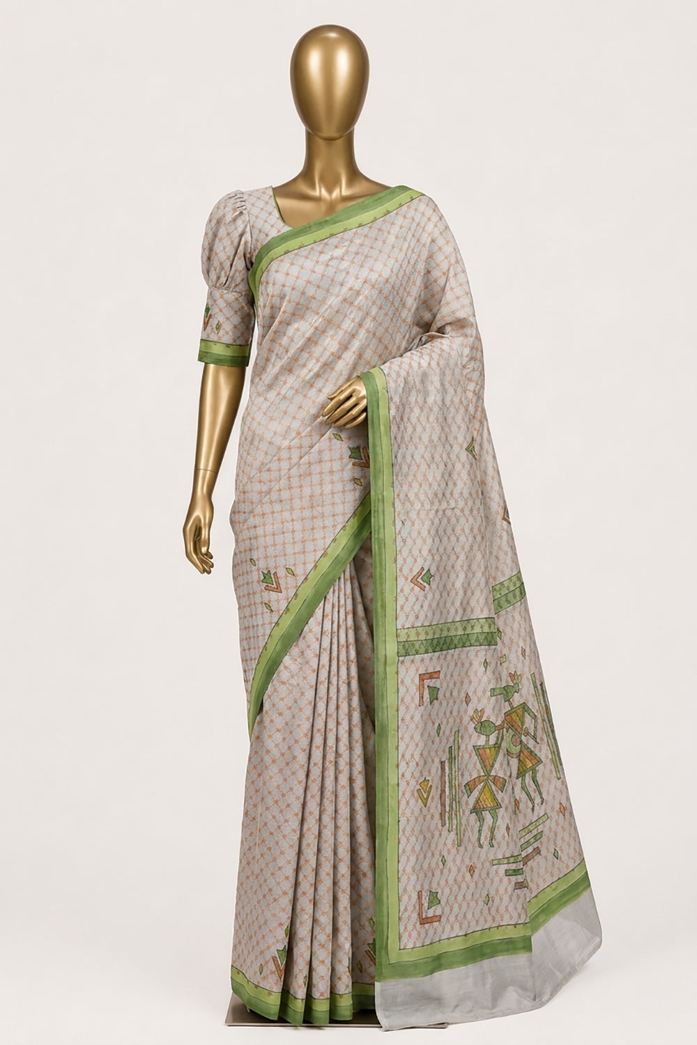 Image of Off-White Tussar Silk Saree