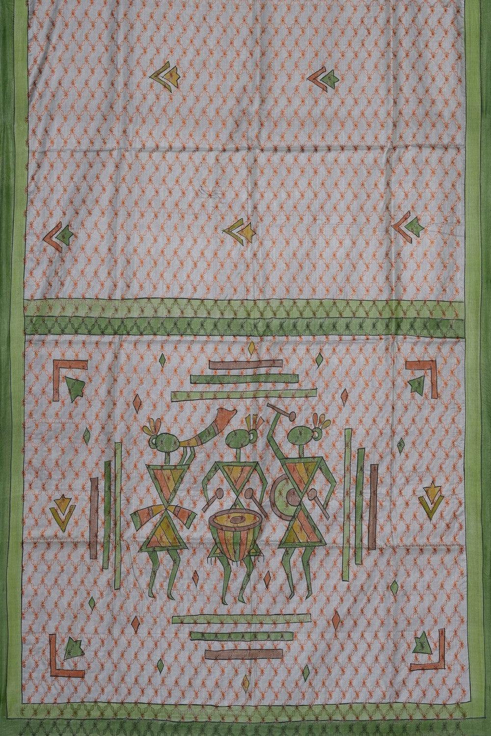 Image of Off-White Tussar Silk Saree