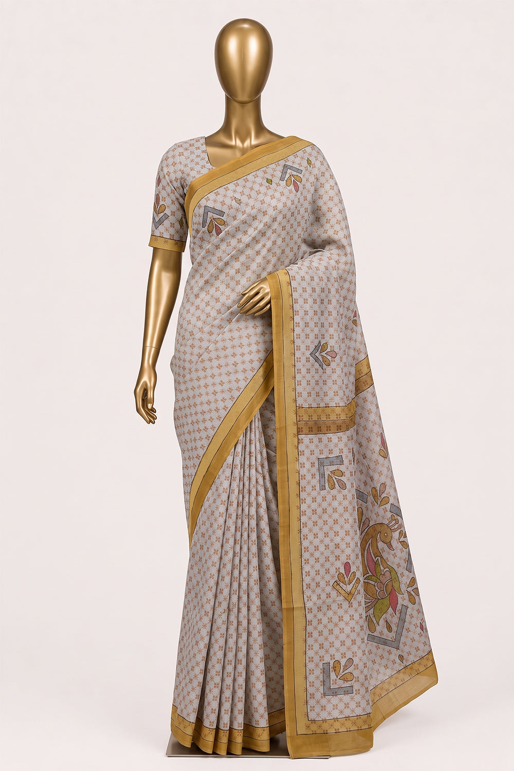 Image of Off-White Tussar Silk Saree