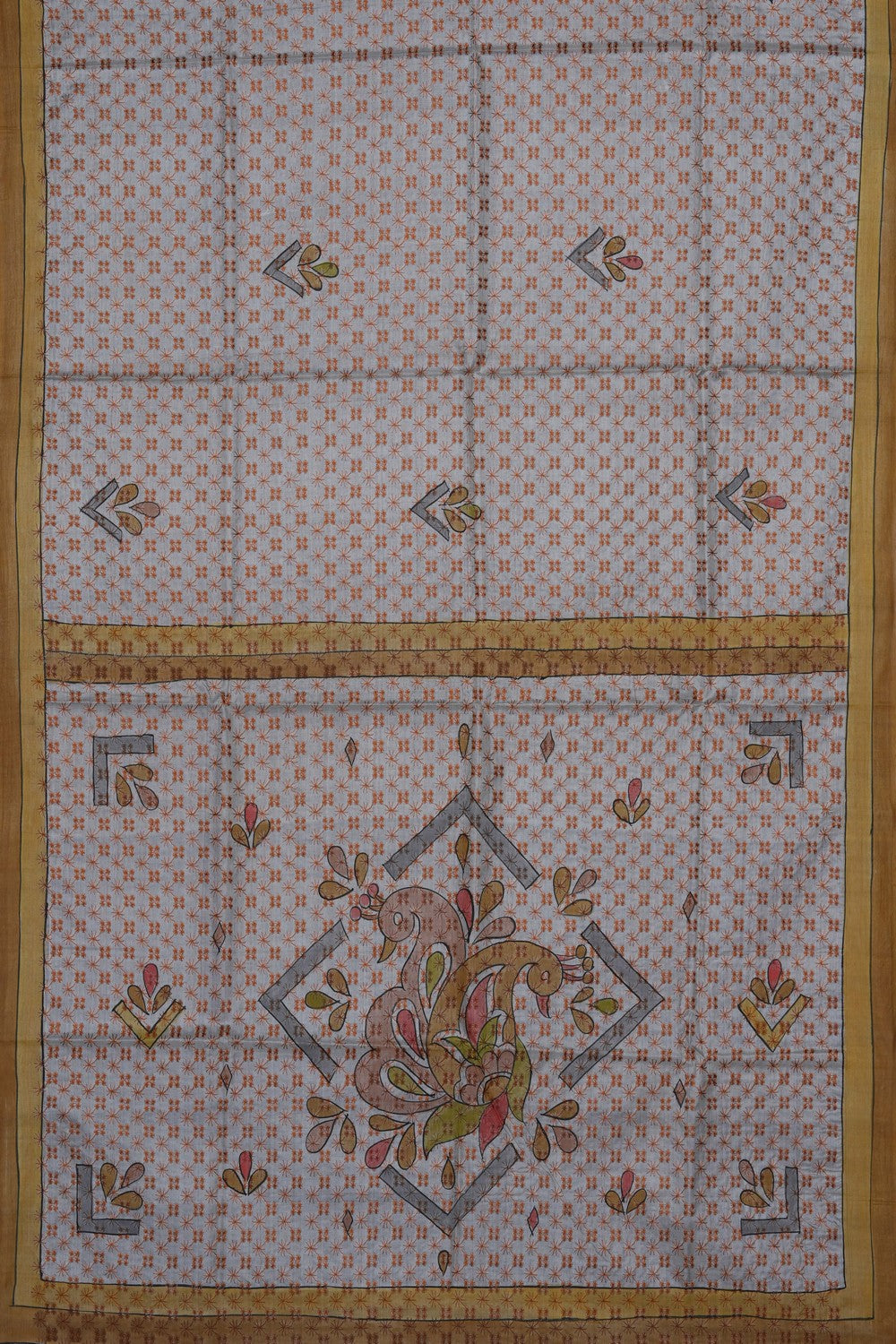 Image of Off-White Tussar Silk Saree