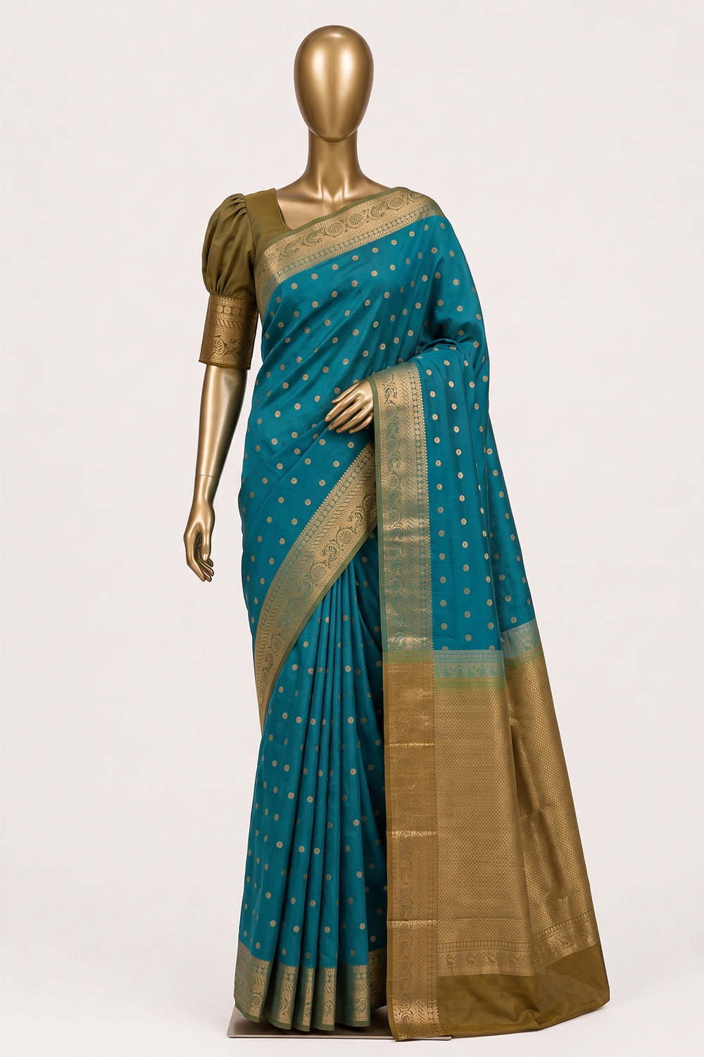 Image of Sky-Blue South Silk Saree