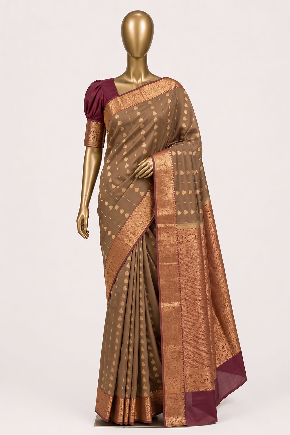Image of Off-White South Silk Saree