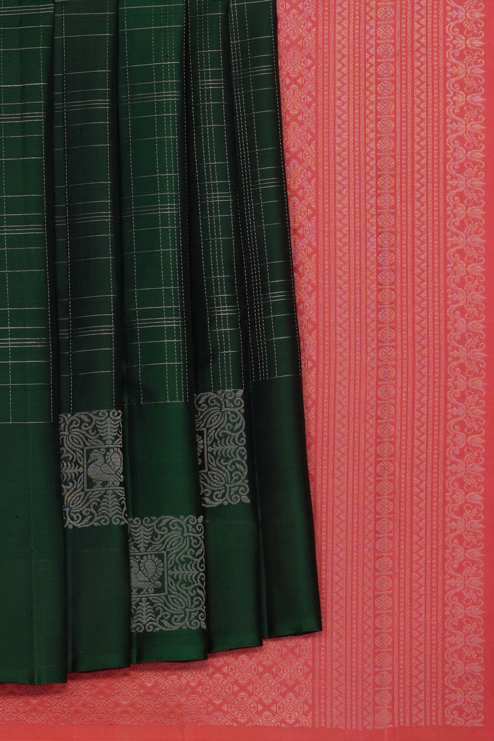 Image of Green South Silk Kattam Saree
