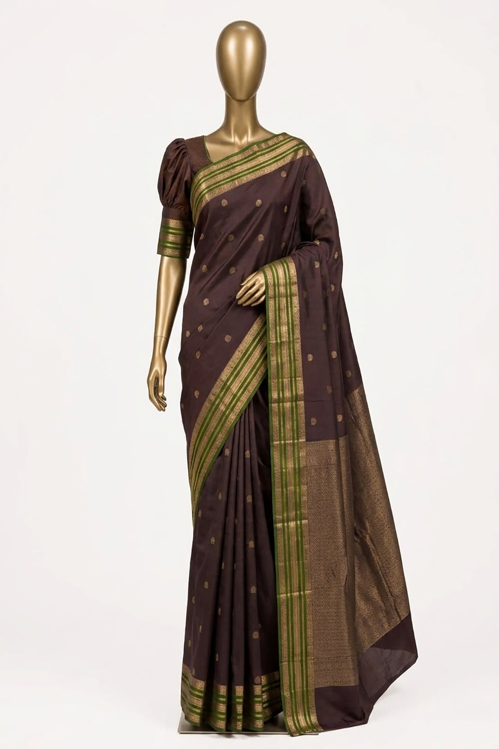 Image of Caramel Brown South Silk Saree