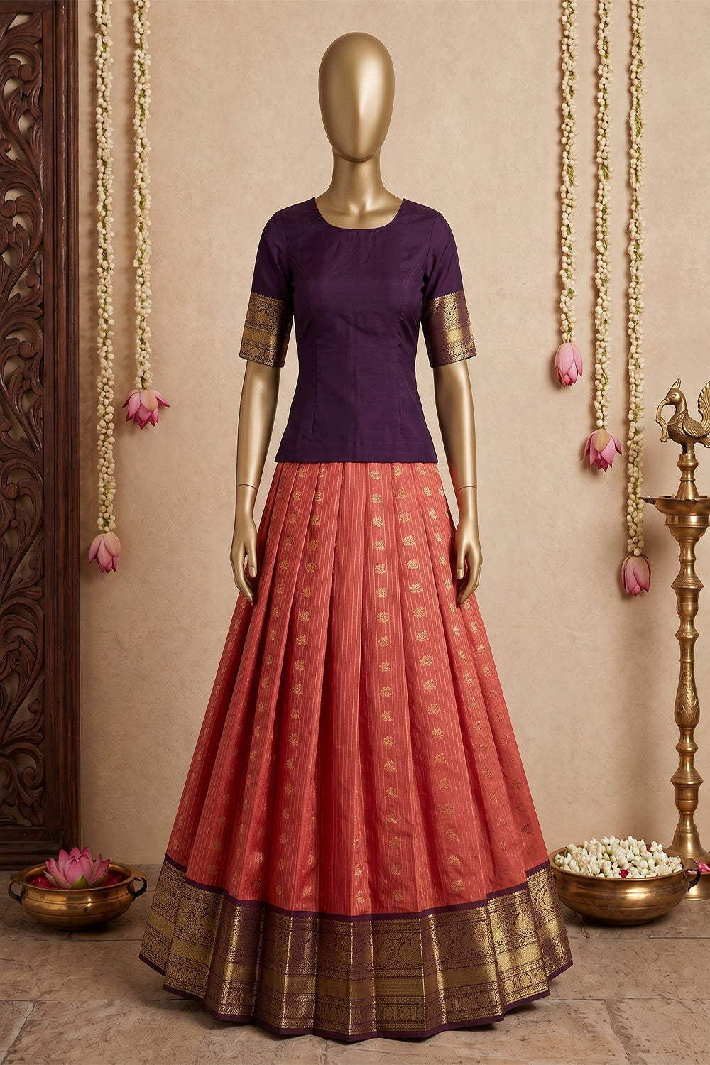 Image of Kanchipattu Pavada Unstitched Set