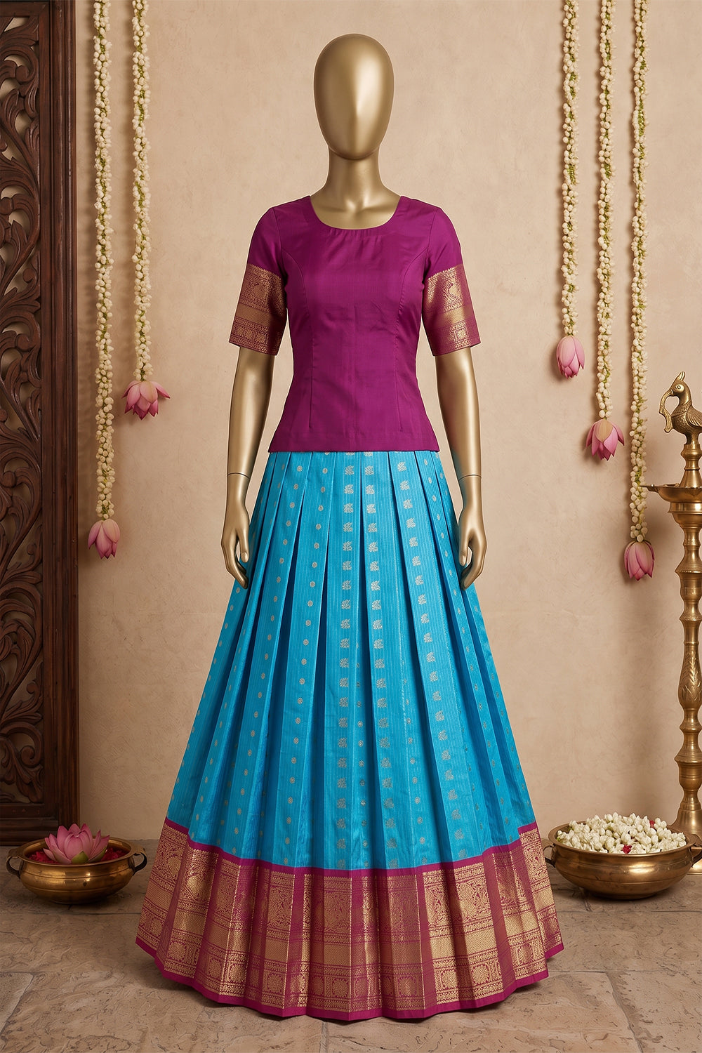 Image of Kanchipattu Pavada Unstitched Set
