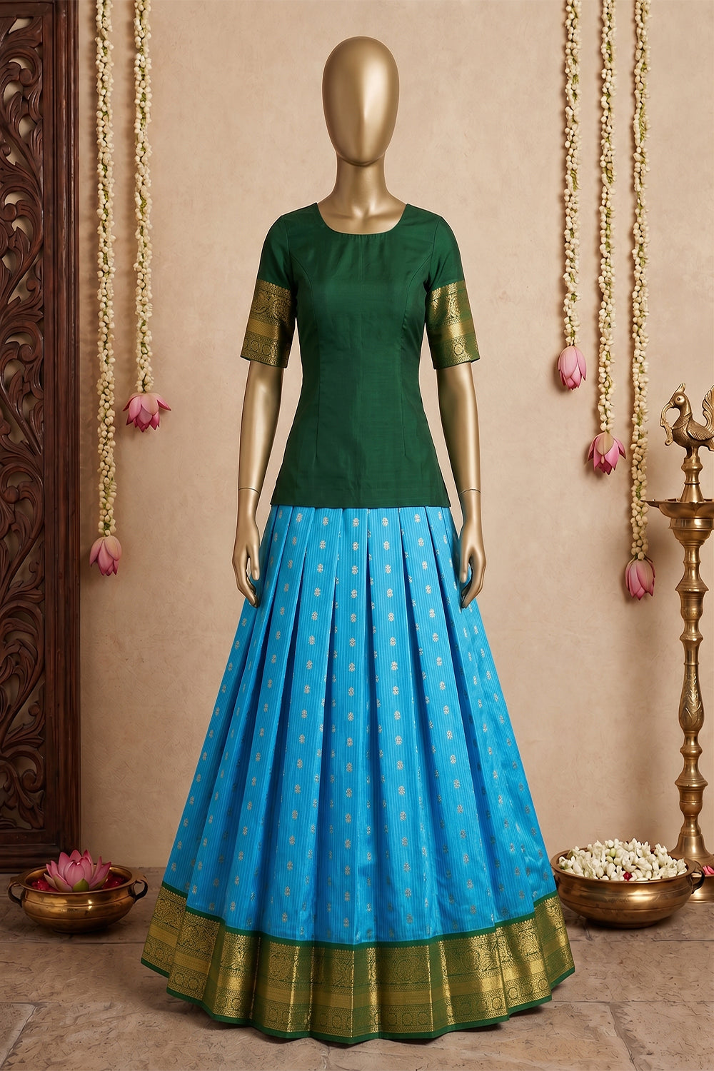 Image of Kanchipattu Pavada Unstitched Set