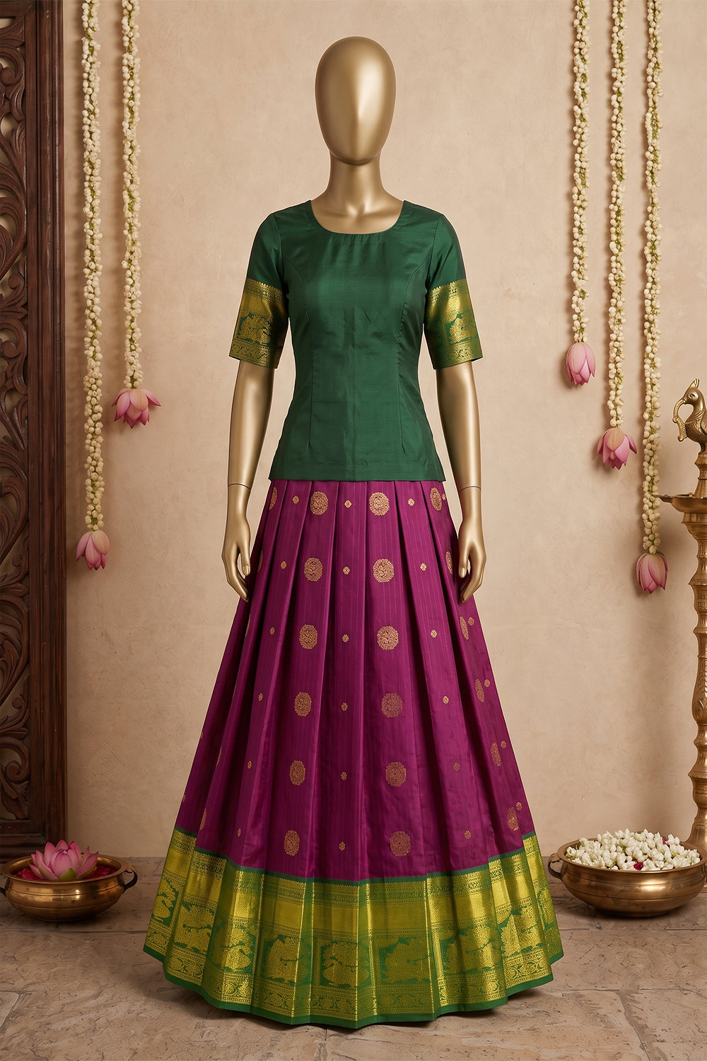 Image of Kanchipattu Pavada Unstitched Set