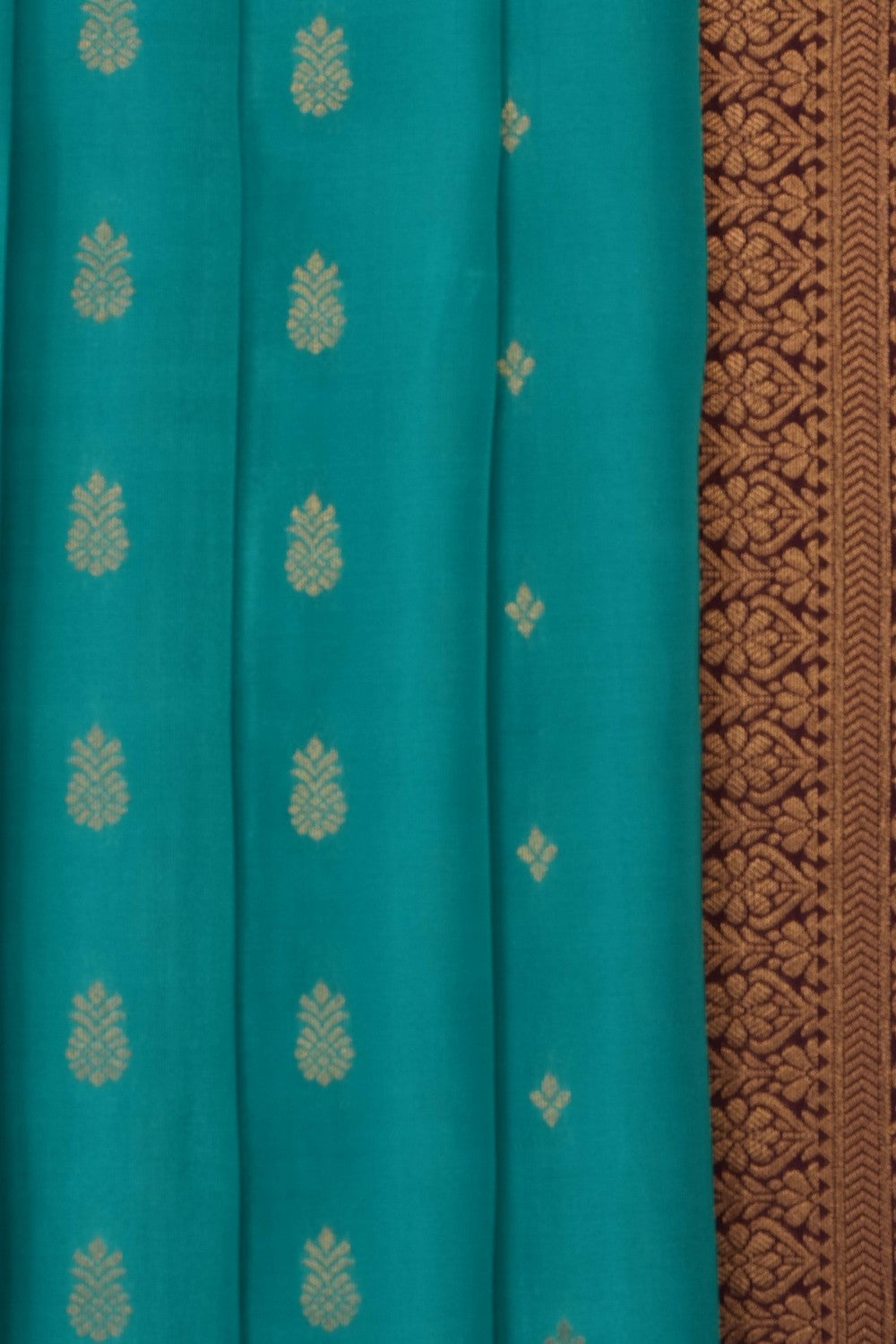 Image of Turquoise-Green South Silk Saree