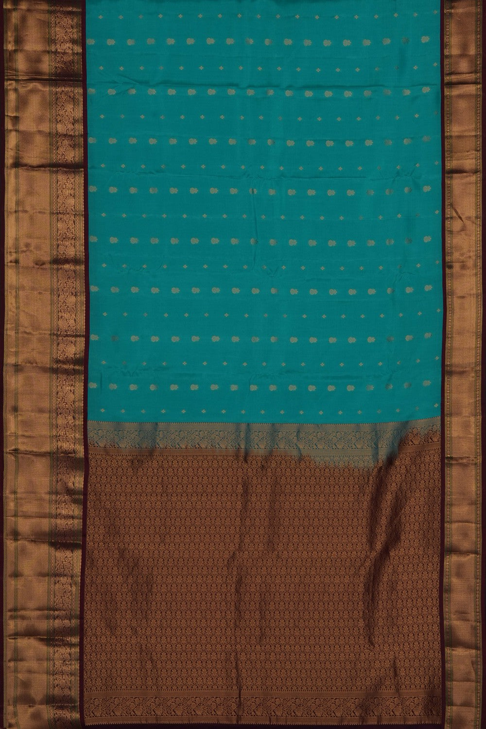 Image of Turquoise-Green South Silk Saree