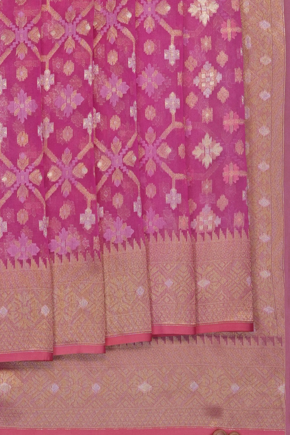 Image of Fuchsia-Pink Kora Saree