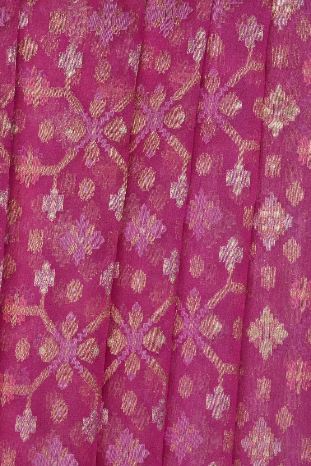 Image of Fuchsia-Pink Kora Saree
