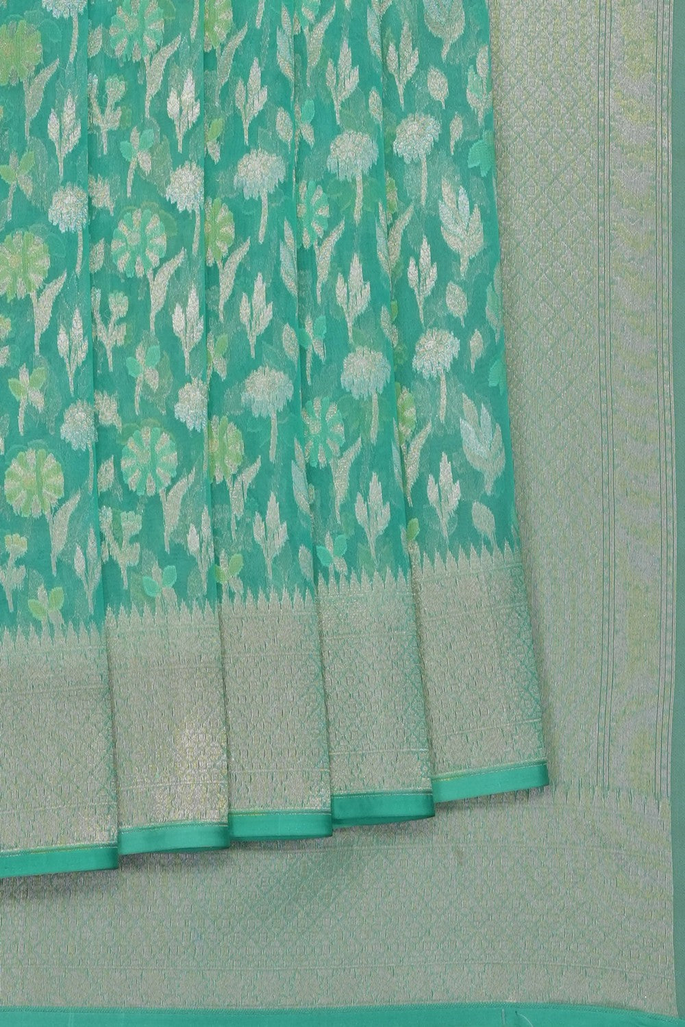 Image of Sea-Green Kora Saree