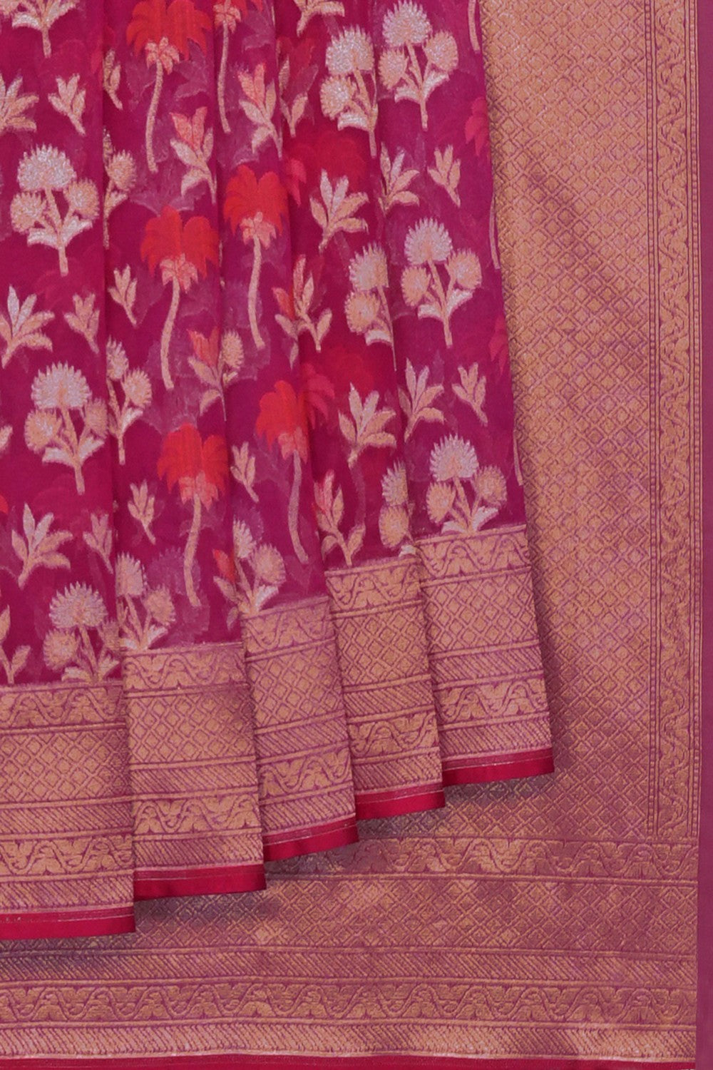 Image of Fuchsia-Pink Kora Saree
