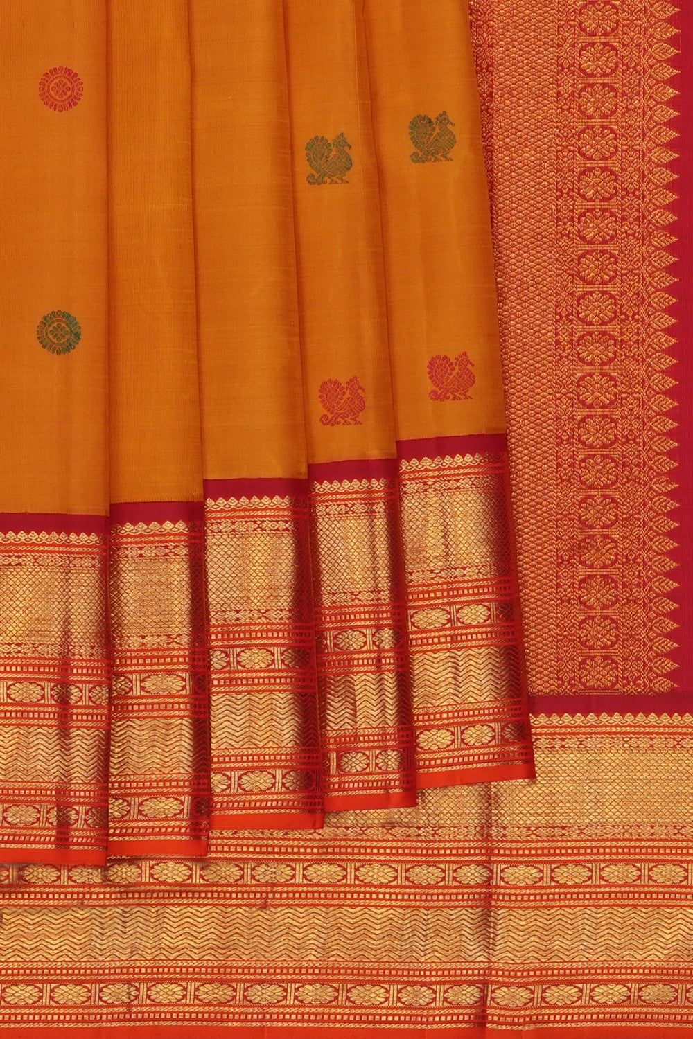 Image of Mustard Arani Silk Saree