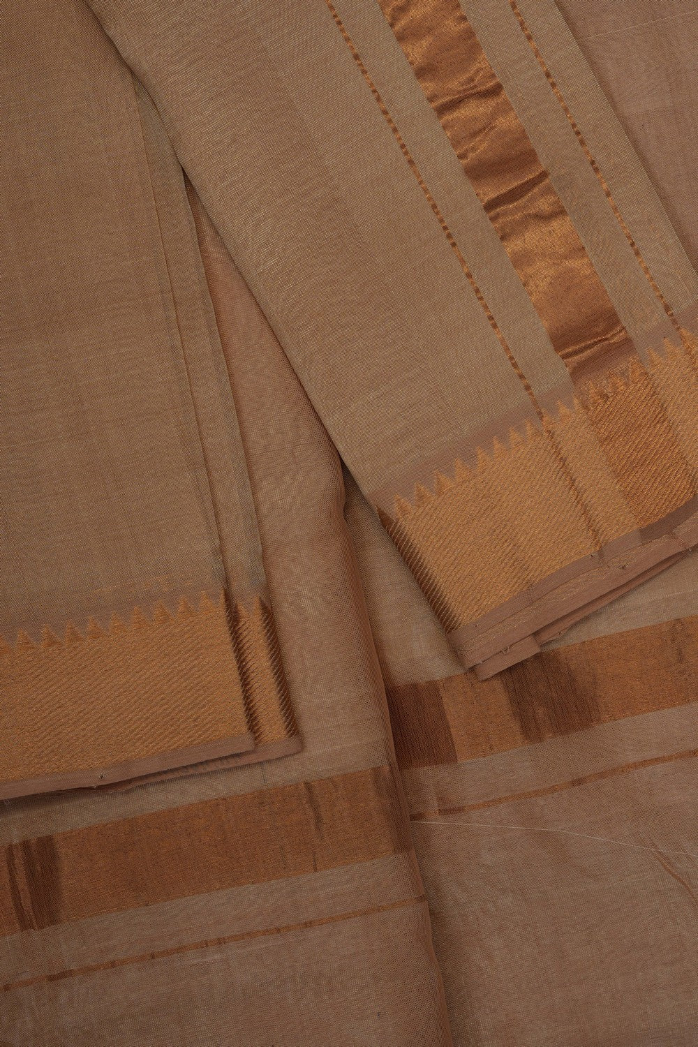 Image of Mangalgiri Silk Beige Dhoti With Kanduva (8 X 4)