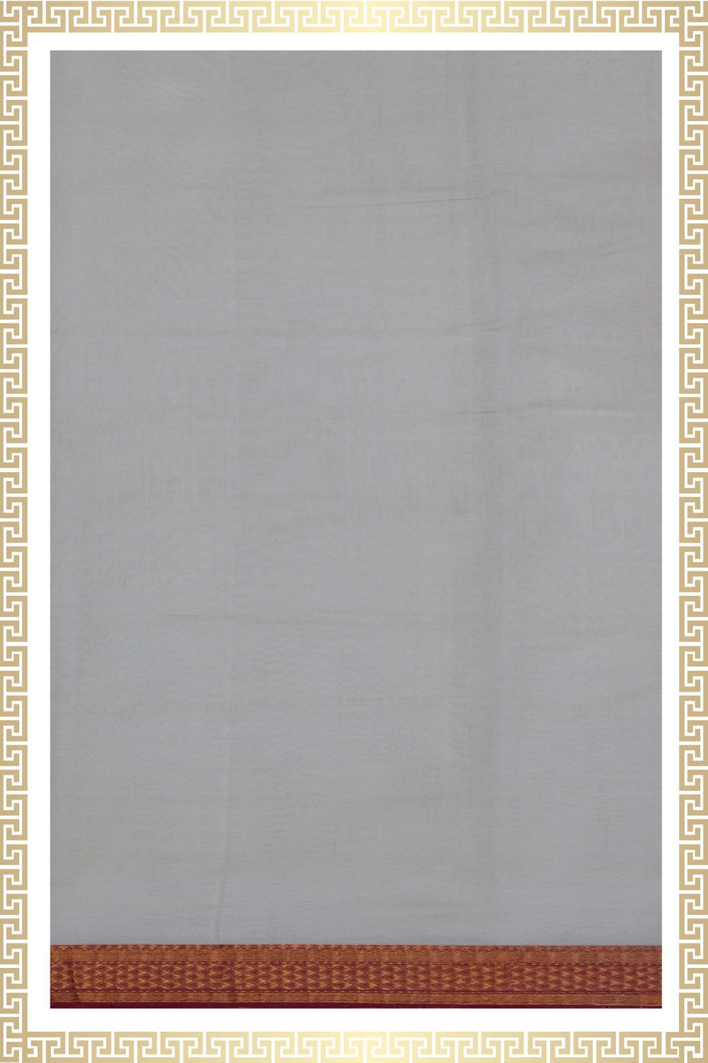 Image of Mangalgiri Silk White Dhoti With Kanduva (8 X 4)