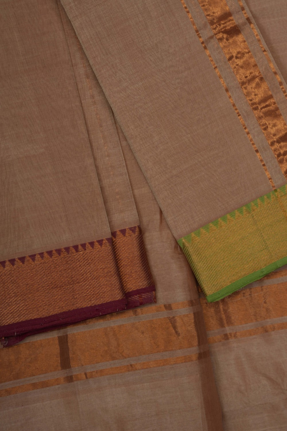 Image of Mangalgiri Silk Beige Dhoti With Kanduva (8 X 4)