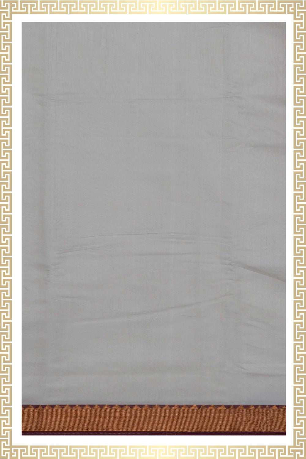 Image of Mangalgiri Silk White Dhoti With Kanduva (8 X 4)