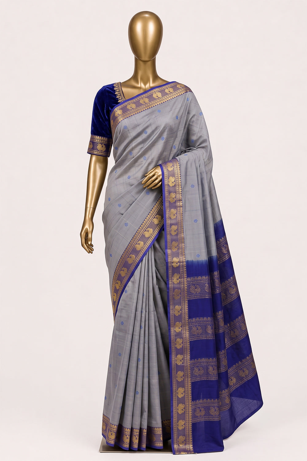 Image of Beige Narayanpet Silk Cotton Saree