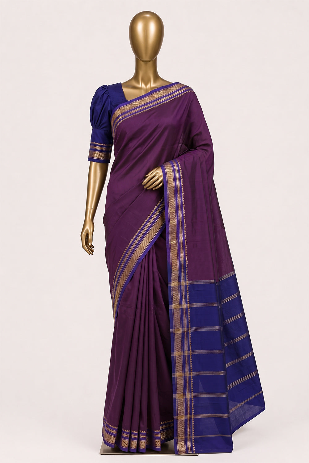 Image of Violet Narayanpet Silk Cotton Saree