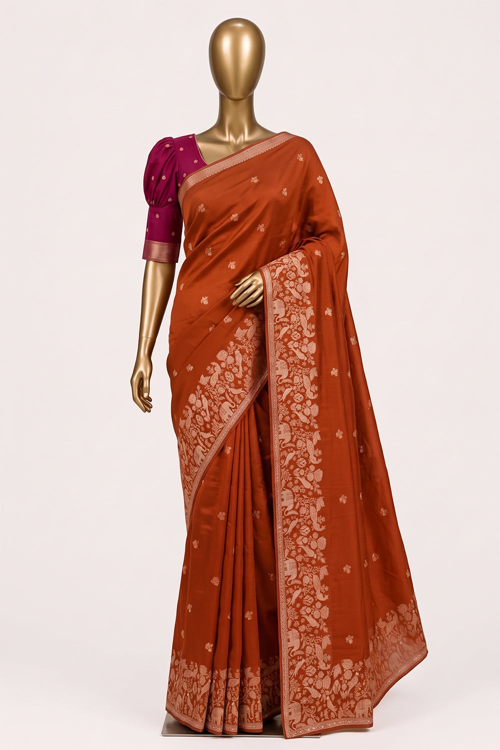 Image of Orange Embroidery Saree