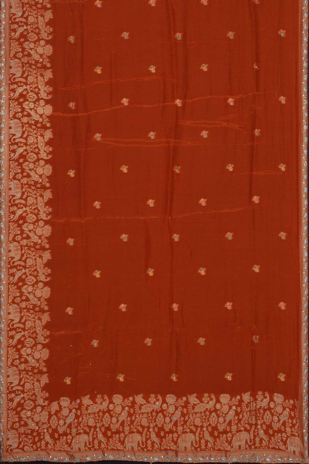 Image of Orange Embroidery Saree