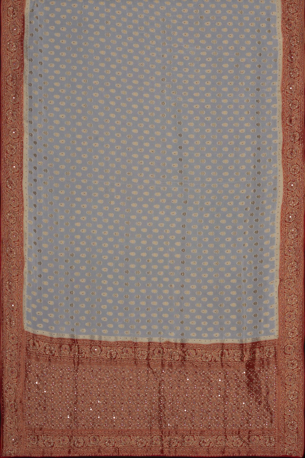 Image of White Embroidery Georgette Saree