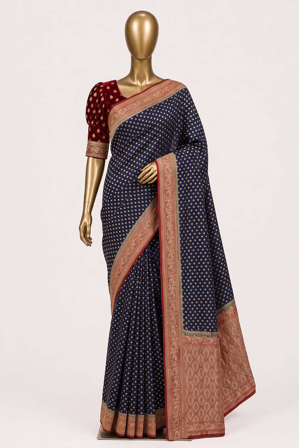 Image of Navy Blue Embroidery Georgette Saree