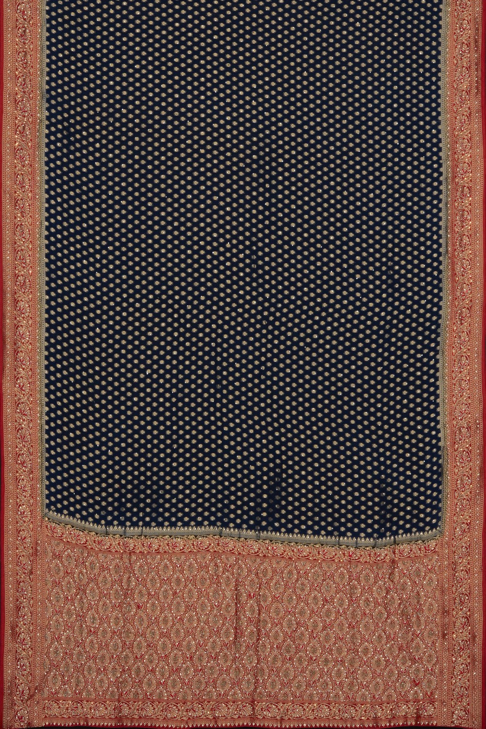 Image of Navy Blue Embroidery Georgette Saree
