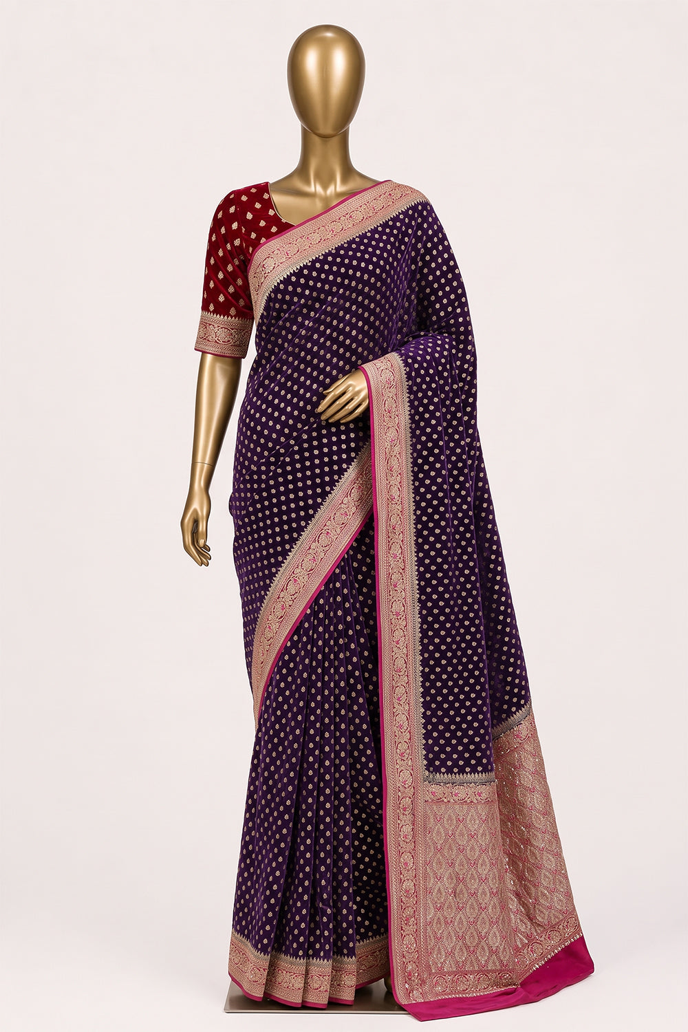 Image of Purple Embroidery Georgette Saree