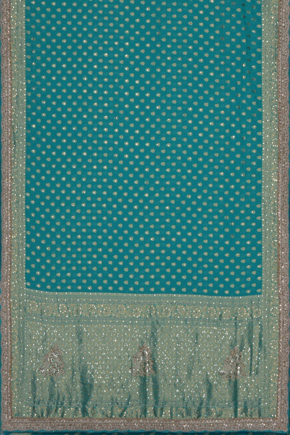 Image of Sea Green Embroidery Georgette Saree