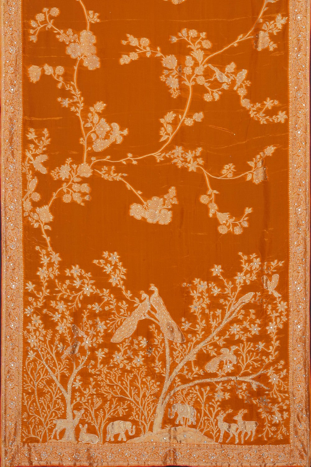 Image of Mustard Embroidery Silk Saree