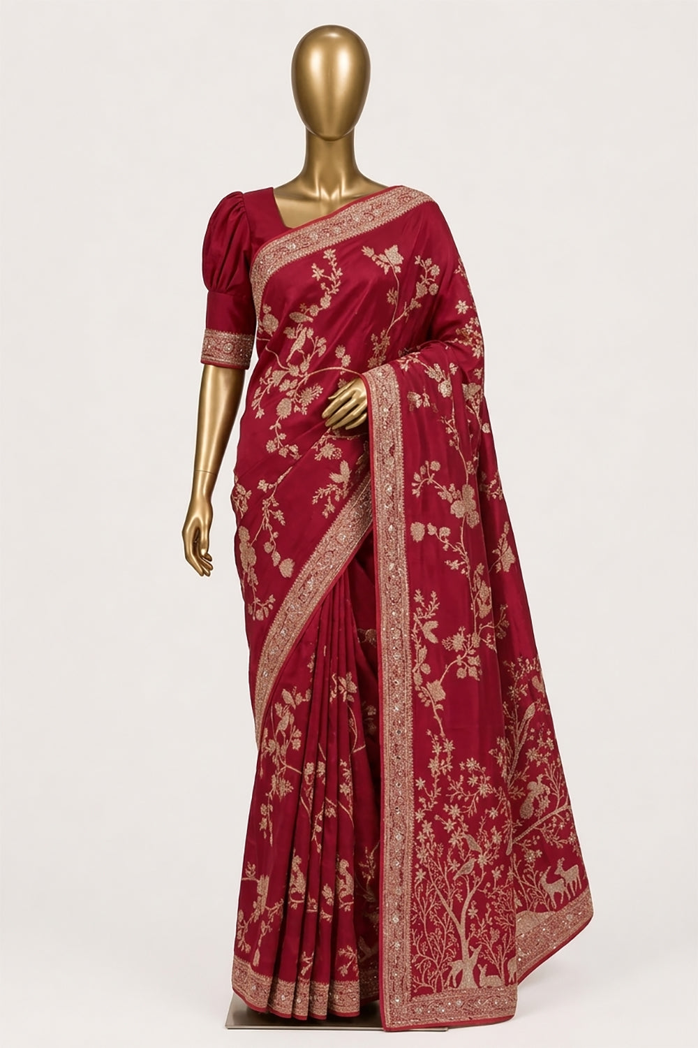 Image of Pink Embroidery Silk Saree