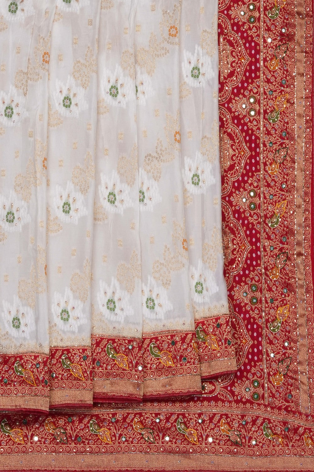 Image of White Embroidery Georgette Saree