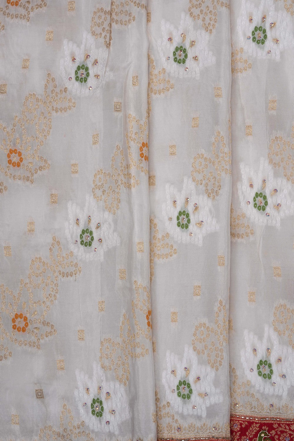 Image of White Embroidery Georgette Saree