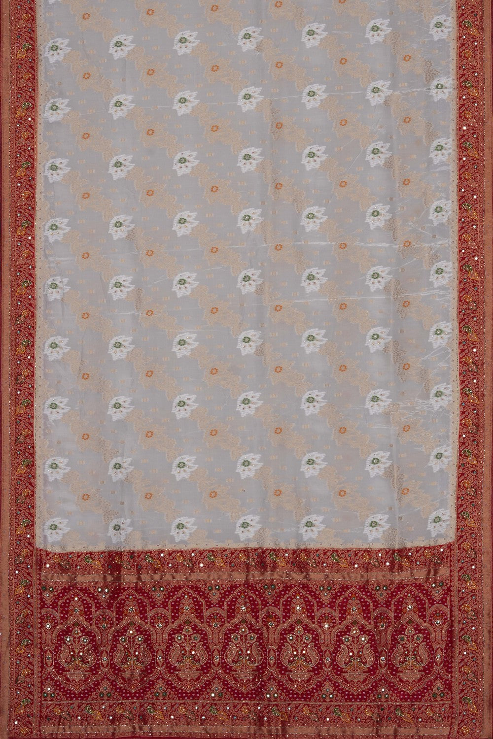 Image of White Embroidery Georgette Saree
