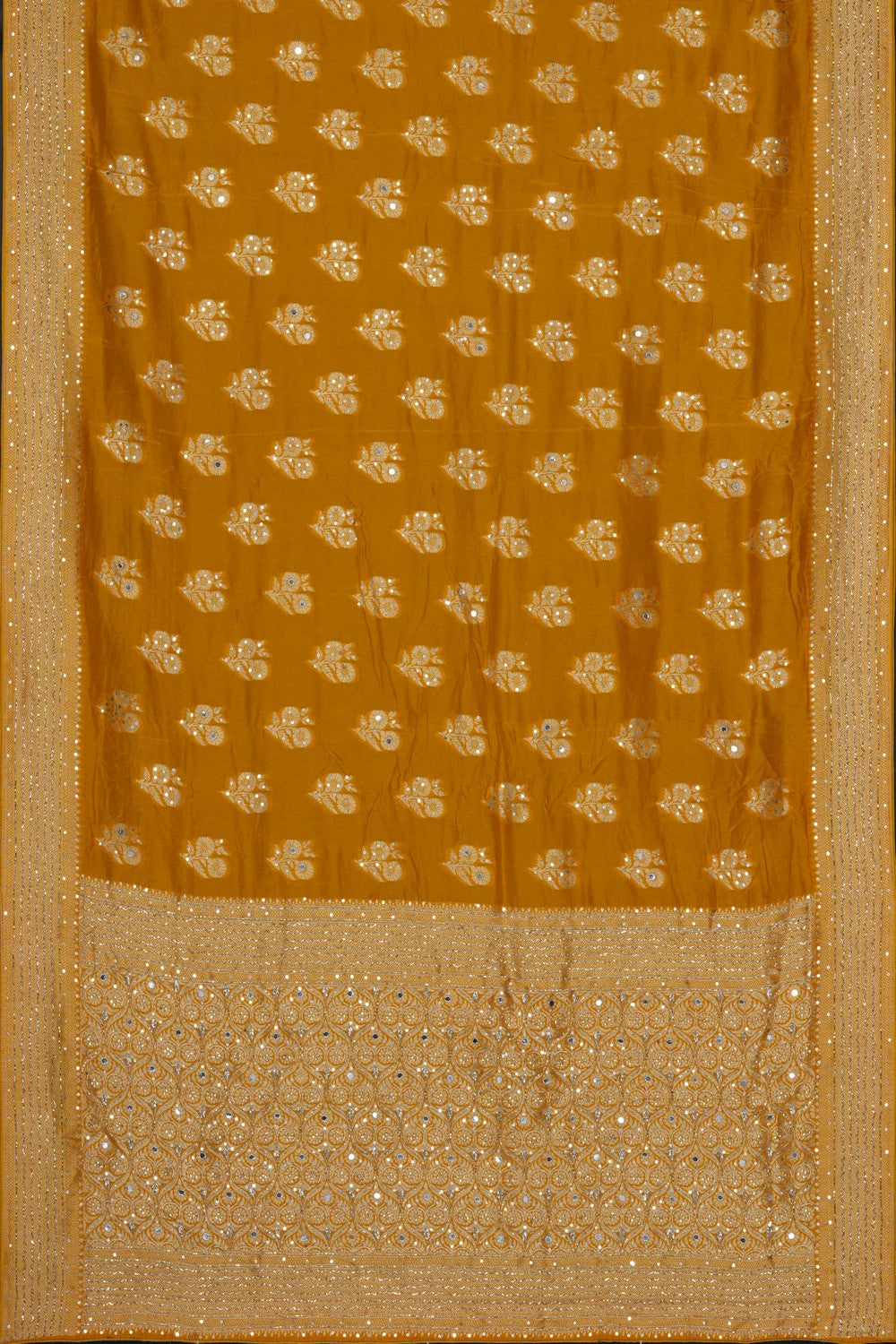 Image of Mustard Embroidery Silk Saree