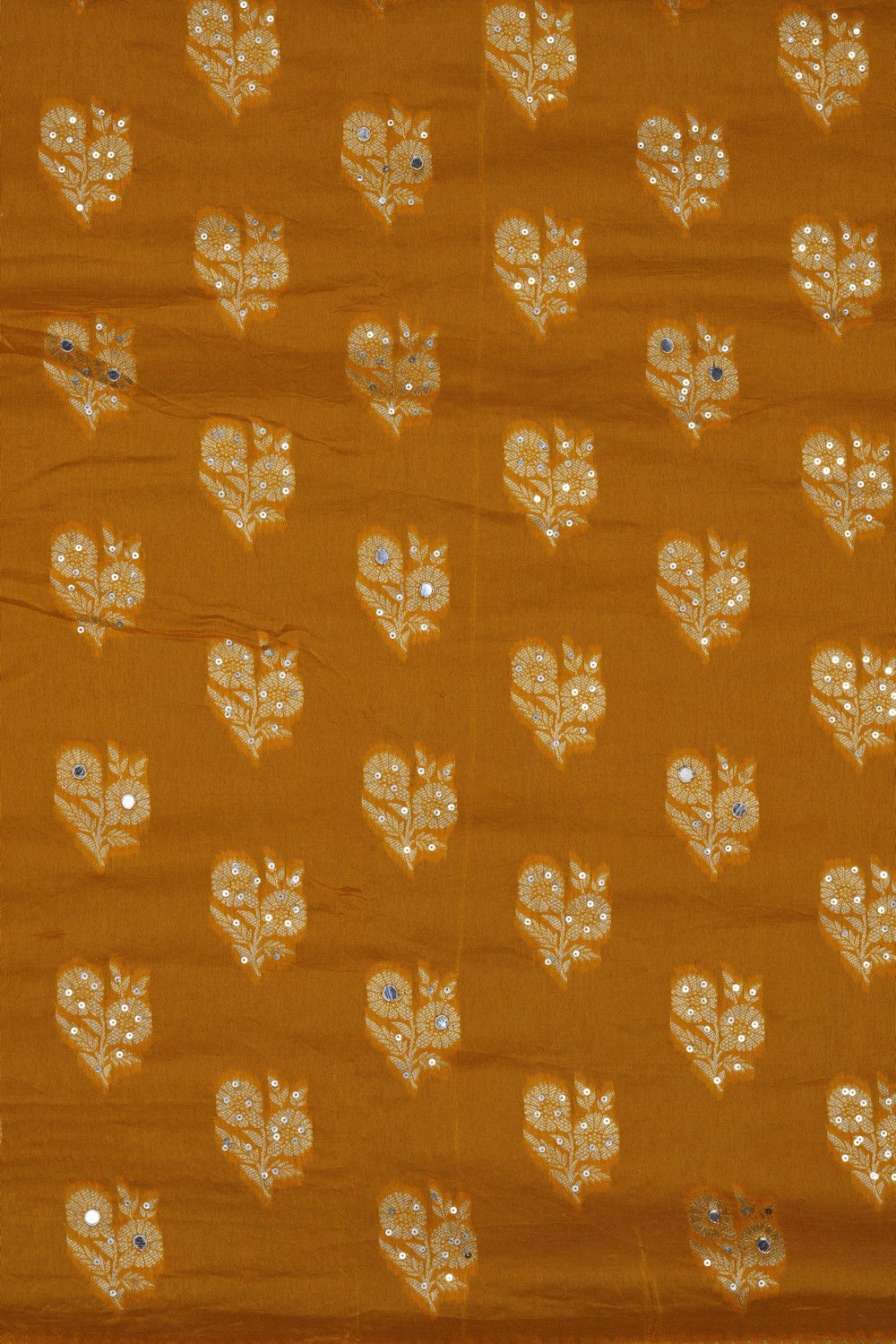 Image of Mustard Embroidery Silk Saree