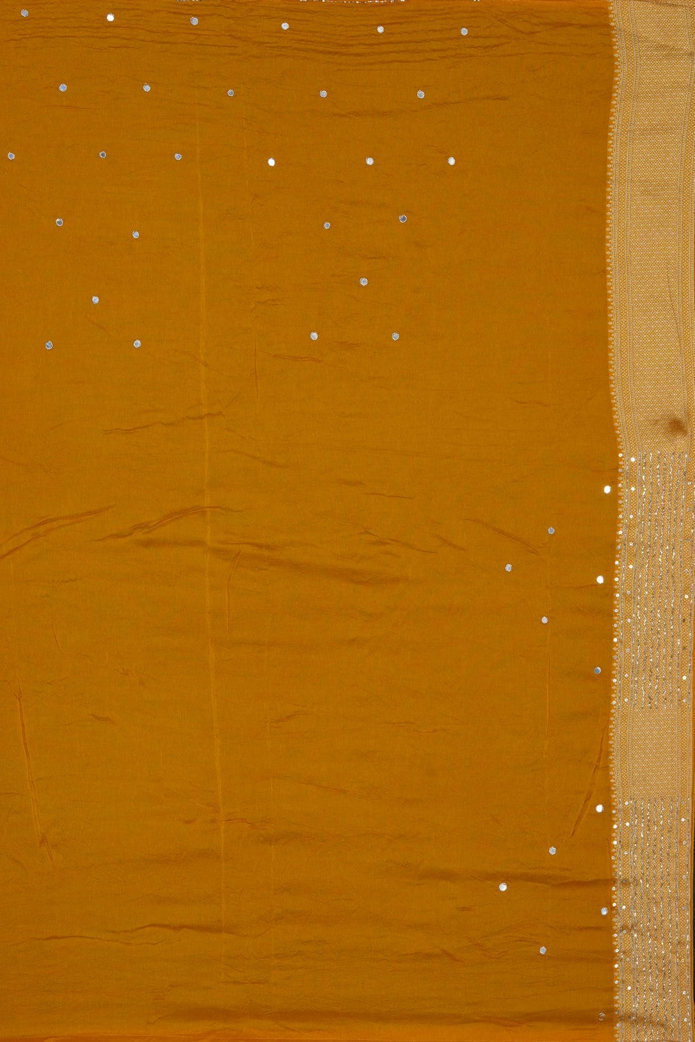 Image of Mustard Embroidery Silk Saree
